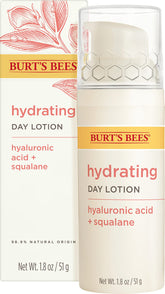 Burt's Bees Truly Glowing Day Lotion bottle provides instant surface hydration for dry skin.