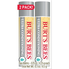 Burt's Bees Ultra Conditioning Lip Balm pack-hero provides daily lip nourishment.