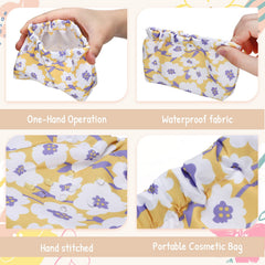 Buryeah mini makeup bag no-zip seal closeup with durable metal seal for quick access.