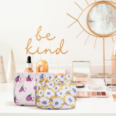 Buryeah mini makeup bag stripe pattern compact purse organizer for daily errands.
