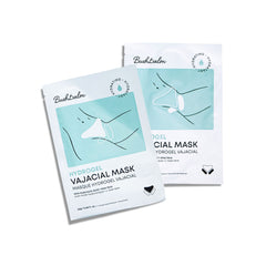 Bushbalm hydrogel vajacial mask packaging ready for cooling after hair removal.