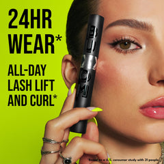 BUXOM Lash Xtension Lift Mascara 2X lift and length for a visible eye-opening effect.