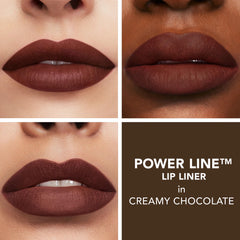 buxom power line lip liner creamy chocolate application drawn for precise shaping.