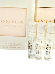 BVLGARI Omnia Crystalline sample packaging showing travel-friendly testing