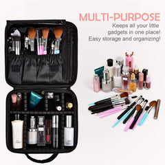 Bvser Travel Makeup Case water-resistant fabric protects contents during travel.
