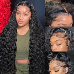 BWDWST 32-inch deep-wave lace-front wig cap demonstrates secure fit and natural look.