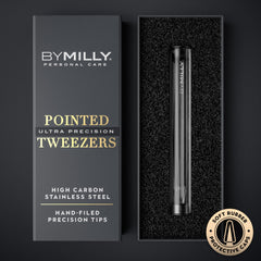By MILLY pointed tweezers precision needle-nose tip for accurate hair removal close-up