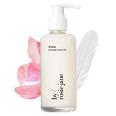 By Rosie Jane Everyday Body Milk Rosie bottle closeup highlights lightweight hydration.