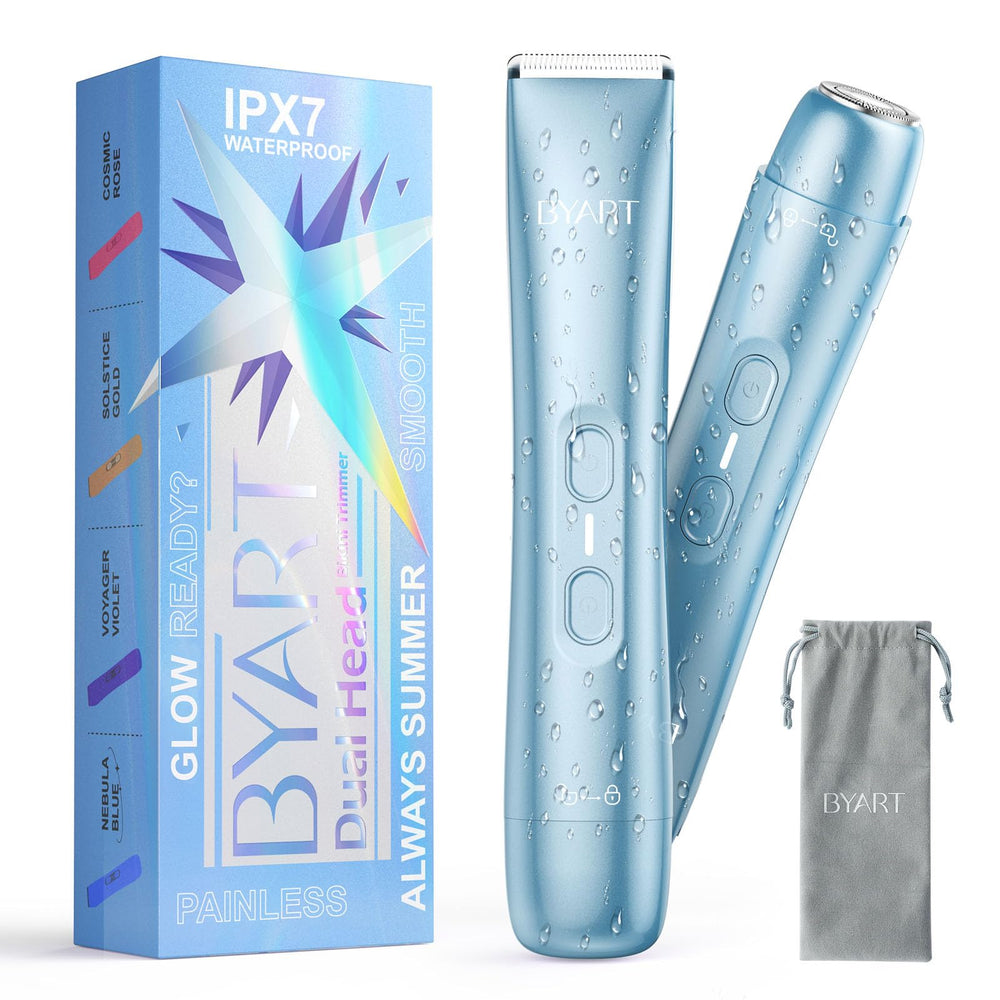 BYART Dual Head Electric Shaver for Women blue device ideal for quick on-the-go grooming