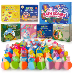 BYGGVIR 48pcs bath bombs with surprise inside deliver colorful fizz and toy excitement in bath time