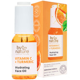 By Nature Brightening Face Oil bottle-pump shows vitamin C-rich formula for radiant skin.