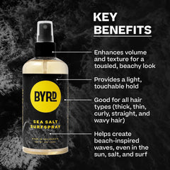 BYRD Hairdo Sea Salt Surfspray spray nozzle releasing even mist for styling