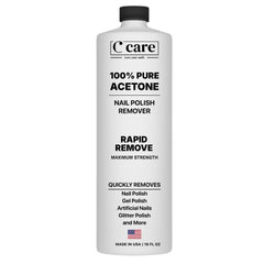 C CARE acetona 100% en botella elimina rápidamente esmalte, gel de uñas y purpurina con eficacia