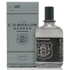 C. O. Bigelow Elixir Black bottle on vanity, ideal for daily refined wear.