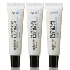 C. O. Bigelow lip balm tubes shown for home, bag, and desk hydration.