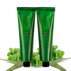 C.O. Bigelow shaving cream luxurious lather demonstrates rich foam for glide.