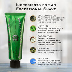 Luxurious thick foam from C.O. Bigelow shaving cream clings for easy razor glide.