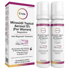 C'rcle Minoxidil 5% foam bottle top view, four-month supply.
