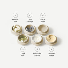 Cadence travel containers wide openings enable easy filling and thorough access to contents.