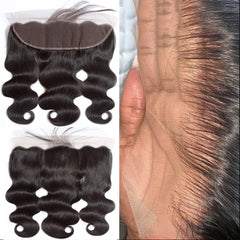 Caijuxing body wave frontal 13x4 HD lace for natural parting and seamless styling.