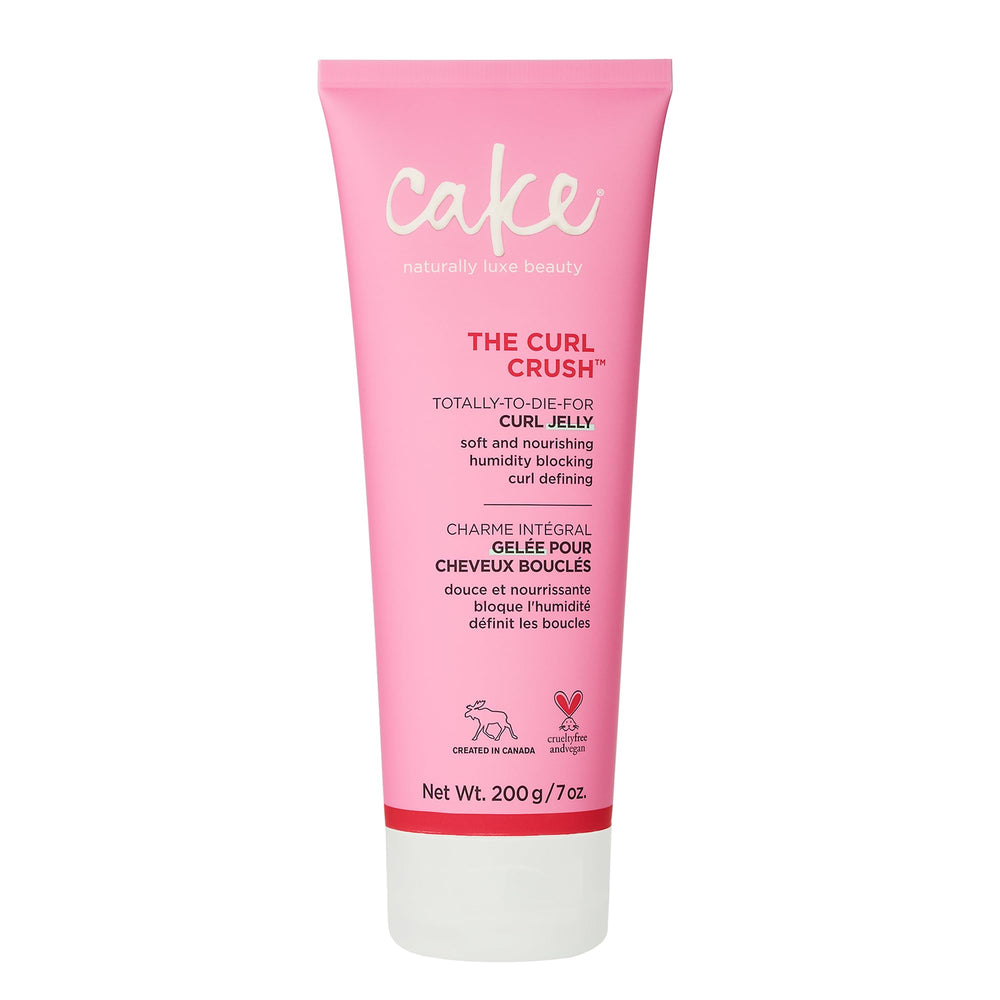 Cake Beauty Curl Jelly jar-front highlights Curl Crush for lightweight moisture and frizz control