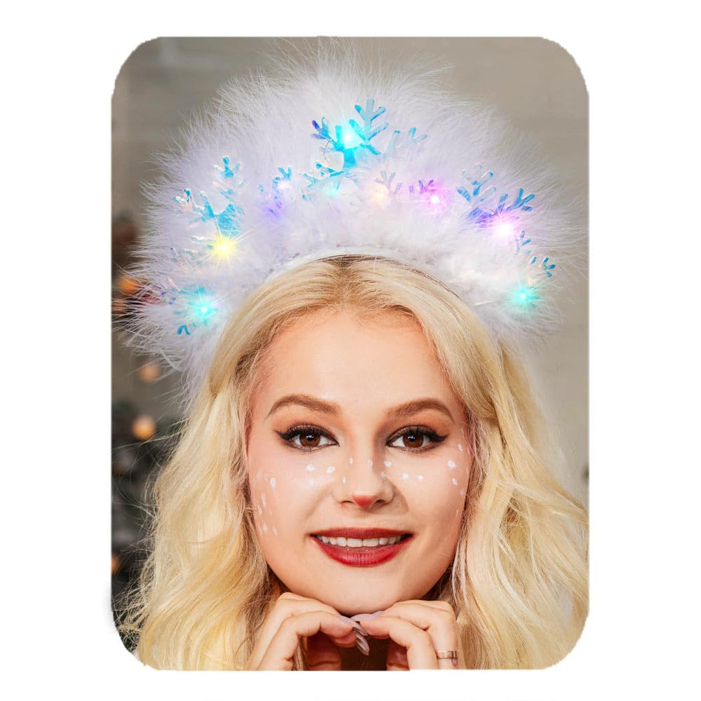 CAKURE light-up snowflake headband glows brightly for festive parties