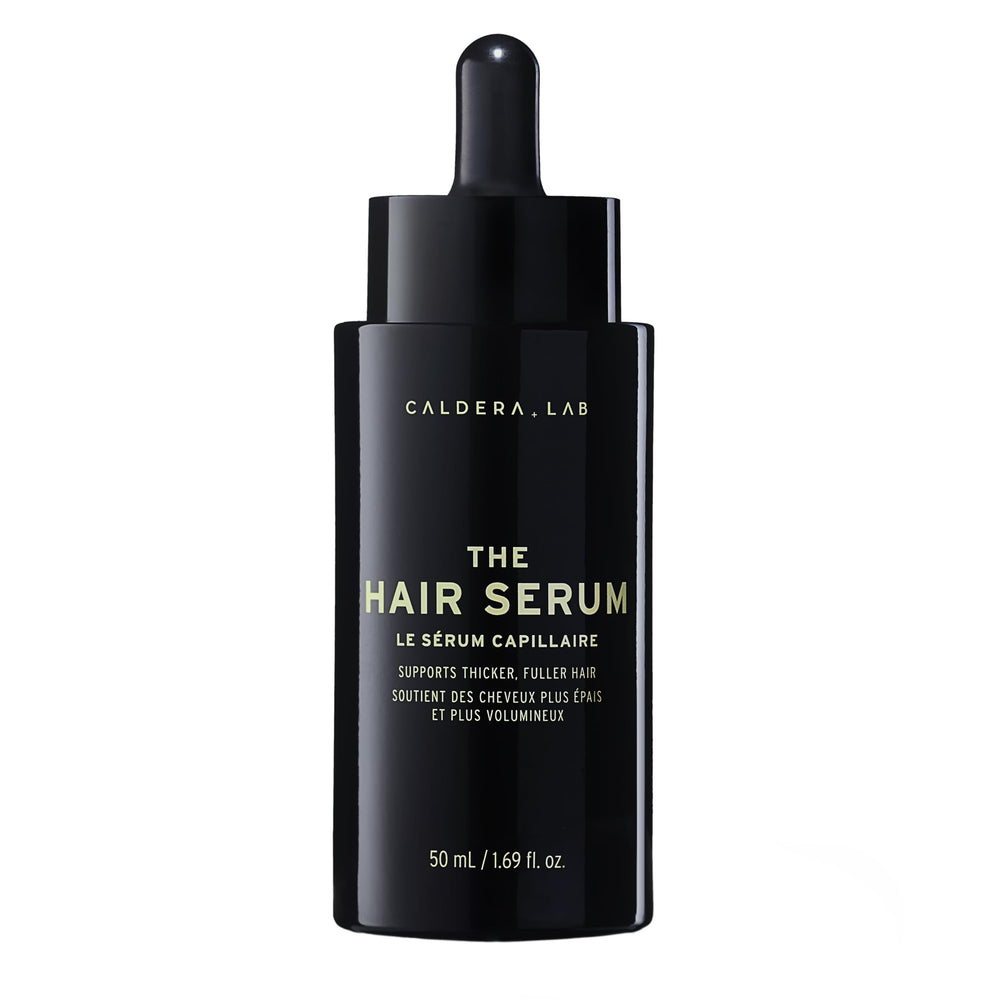 Caldera + Lab The Hair Serum bottle close-up for premium scalp nourishment daily use.
