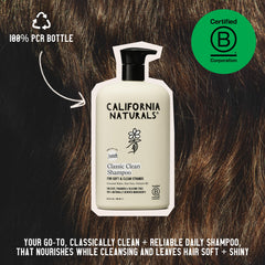 California Naturals Coconut Shampoo ingredients label emphasizes 99% naturally derived formula.