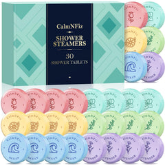 CalmNFiz 30-pack box display highlighting six scents for thoughtful self-care gifts.