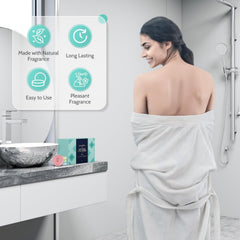 CalmNFiz steamer on shower floor illustrating easy dissolve and aroma release.