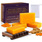Calzzle Kojic Acid Soap 4-pack front view shows compact bars ready for daily brightening