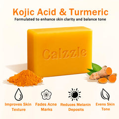 Calzzle Kojic Acid Soap bar close-up reveals texture engineered for gentle exfoliation