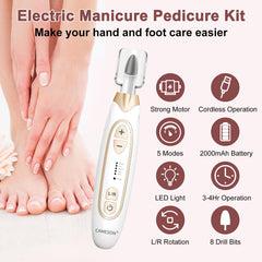 CAMESON cordless nail file with LED light highlighting precision work