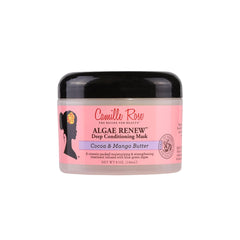Camille Rose Algae Renew packaging highlighting nourishing ingredients for hair.