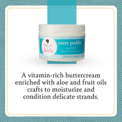 Camille Rose Kids Sweet Puddin’ used to prep braids, twists, and knots.