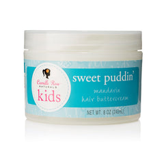 Camille Rose Kids Sweet Puddin’ buttercream jar provides gentle moisture for delicate curls.