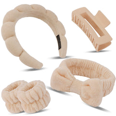 Canitor spa headband coral fleece keeps hair out of the face during cleansing