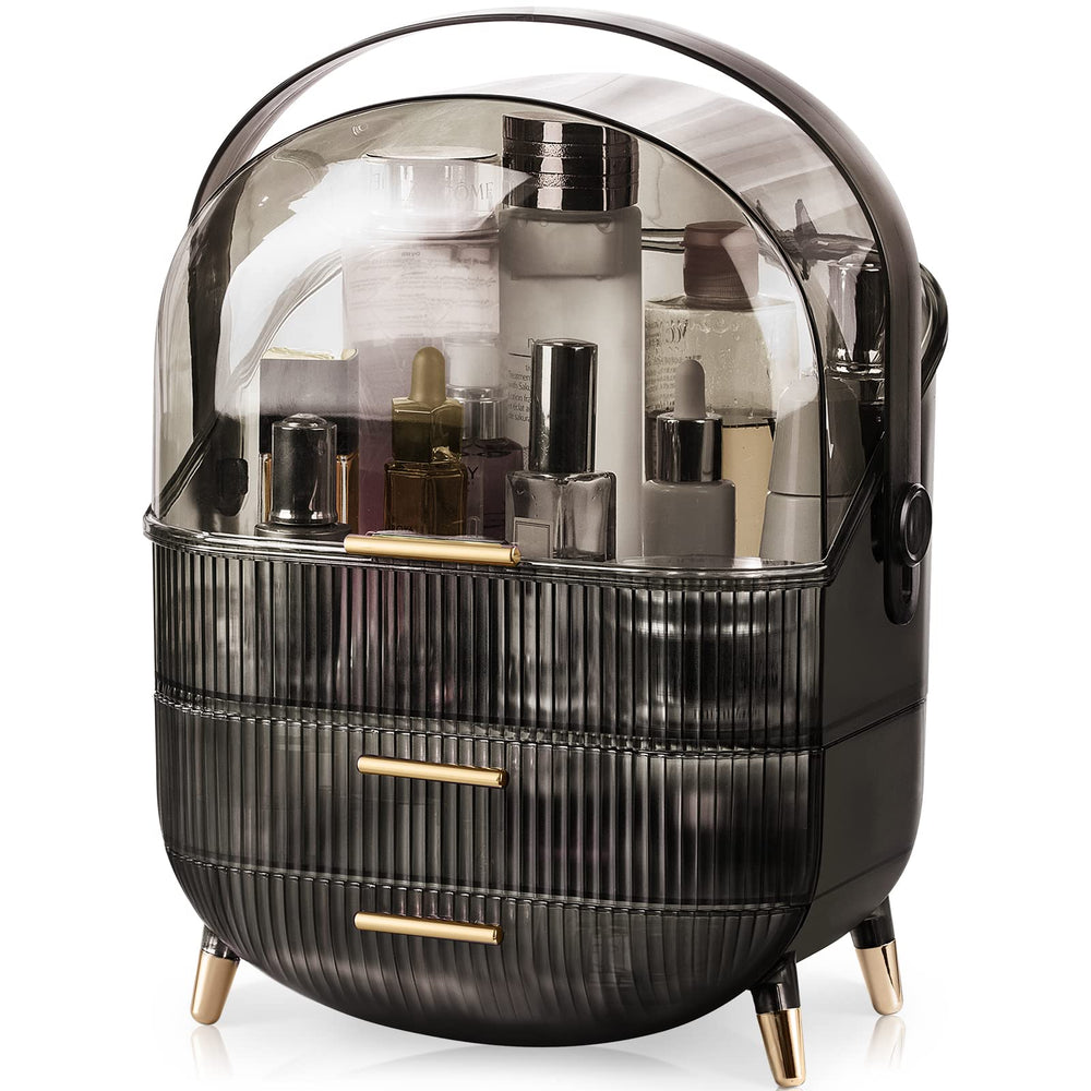 CANITORON makeup organizer top view with clear lid for dust protection and easy access
