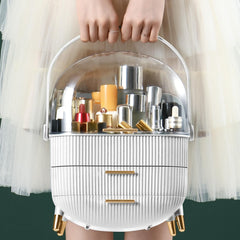 CANITORON makeup organizer transparent cover protects and displays items.