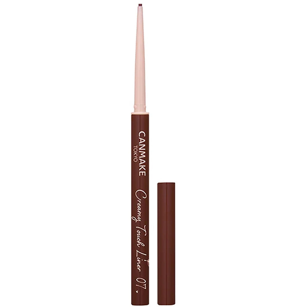 CANMAKE Creamy Touch Liner Azuki Brown cap close-up highlights ultra-fine precision