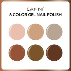 CANNI nude-brown gel polish bottle close-up highlights color accuracy for fall looks.