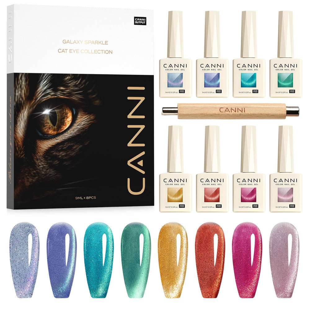 CANNI red cat eye nail polish shows magnetic shift for bold nails