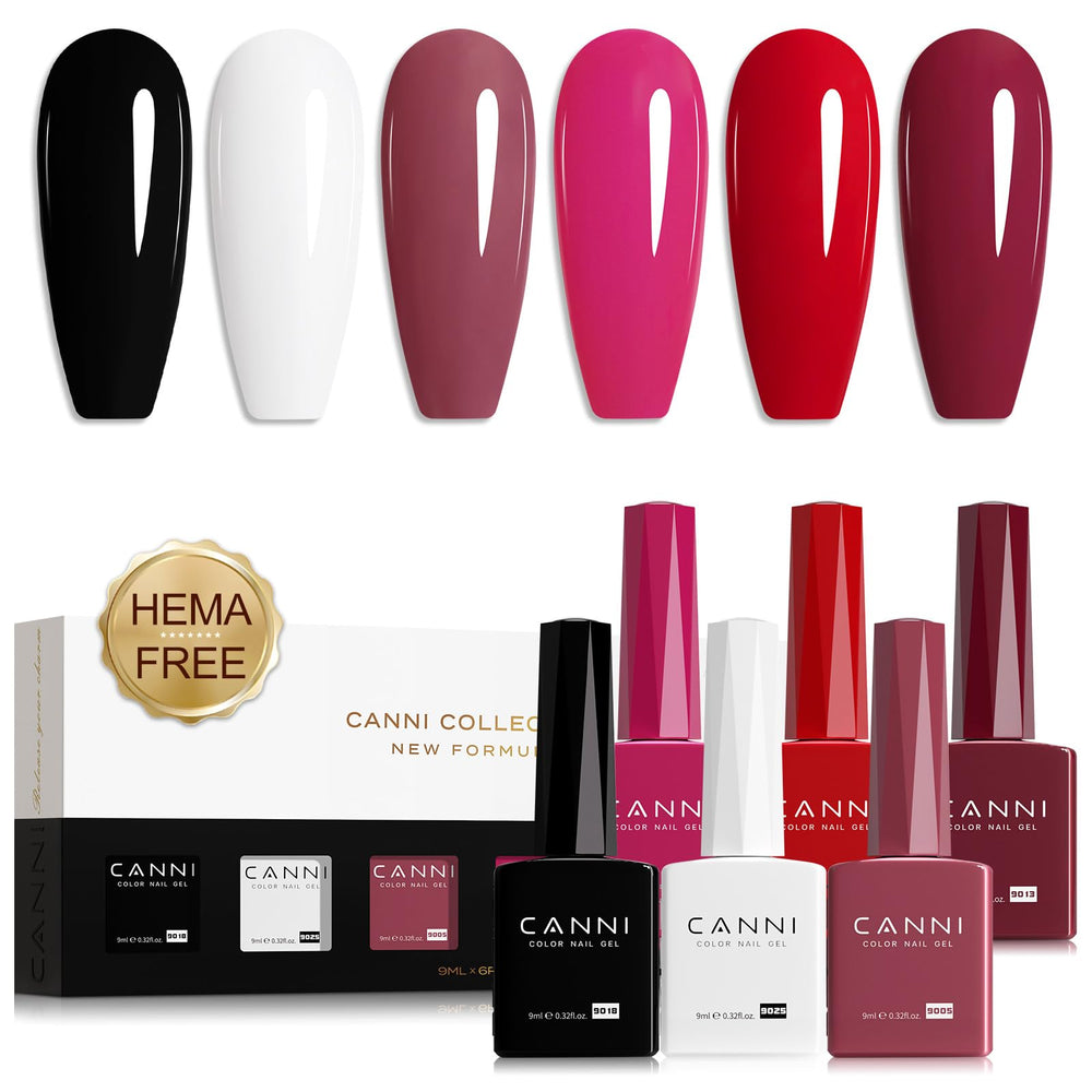 CANNI Gel Nail Polish Set packaging front with six colors for easy color selection.