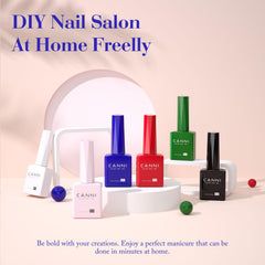 CANNI gel nail polish set pink bottle with 3D crystal label supports quick color choice for DIY manicures.