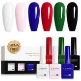 CANNI gel nail polish set white bottle with 3D crystal label for accurate color viewing.