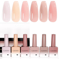 CANNI jelly-gel nail polish set six colors bottles for at-home manicure variety.