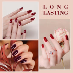 CANNI Red Gel Nail Polish Set with 3D crystal label detail for premium look.