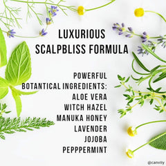 Canviiy ScalpBliss hand-application image highlighting massage-friendly serum.