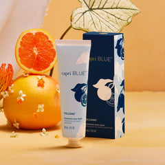 Capri Blue Volcano Flora Edit hand cream highlights sparkling citrus fragrance notes for a quick mood lift.