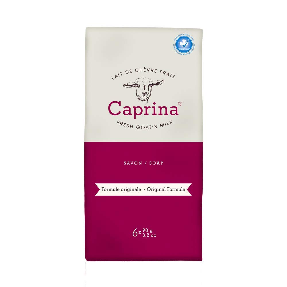 Caprina Fresh Goat's Milk Soap Original six-pack front view for gentle daily cleansing.
